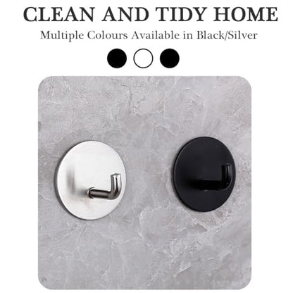8 Pack Adhesive Towel Hooks for Bathroom, Stick on Hooks Bathroom Kitchen for Walls No Damage, Sticky Hook for Hanging Coat Robe, Black - style: R-Black-90°