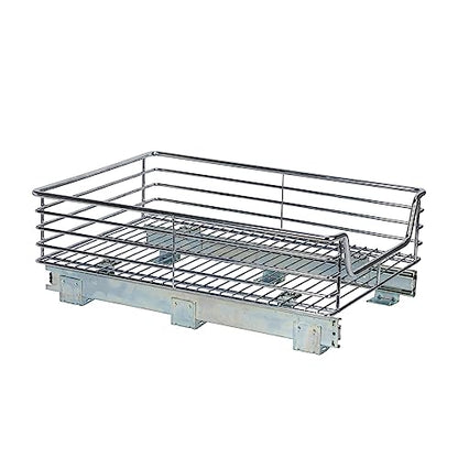 Household Essentials Chrome-Plated Steel Pull-Out Basket Organizer - size: 14.5" - Extended, style: Single Tier