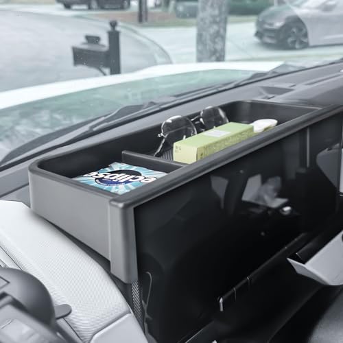 HGWEI Dash Storage Box Compatible with 2022-2025 GMC Hummer EV Pickup/SUV Interior Accessories, Center Console Dashboard Organizer Tray Mount Holder 12.3" Car Speed Dashboard (Behind Steering Wheel)