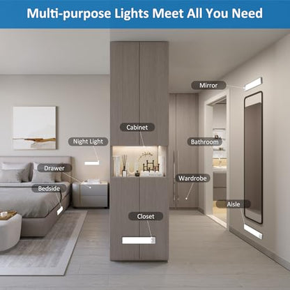 Motion Sensor Under Cabinet Lights, Magnetic Rechargeable Under Counter Closet Light, Wireless Night Light Bar Stick-On, 2-Pack, Cool White - color: Cool White, size: 12 inch