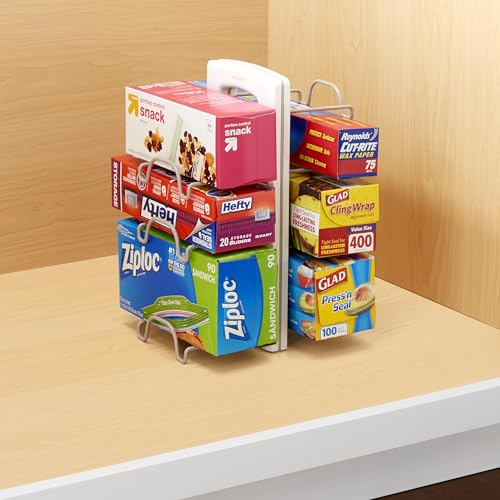 YouCopia WrapStand, Adjustable Kitchen Wrap, Foil and Bag Box Organizer for Kitchen Cabinet and Pantry Storage, White
