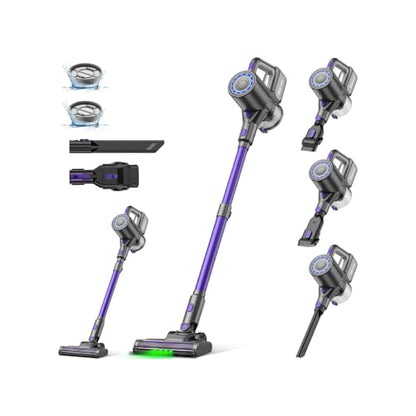 Suirviz Cordless Vacuum Cleaner, 40KPA/500W/35Mins, Powerful Suction with Green LED Dust Detection, Stick Vacuum Self-Standing, Lightweight Handheld Vacuum for Pet Hair, Carpet & Hard Floor, Purple