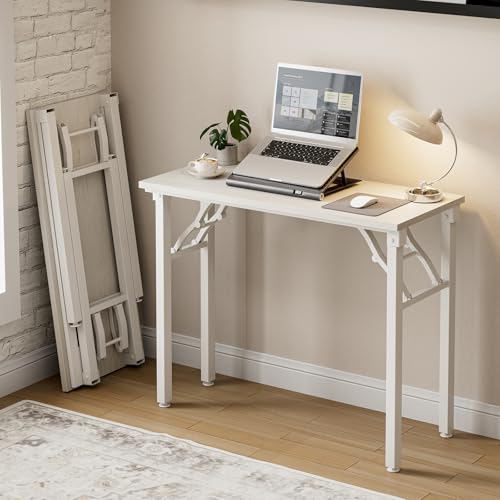 Frylr Small Folding Computer Desk – Portable 35.8 Inch Foldable Laptop Table, Collapsible and Compact for Easy Storage and Fast Setup, Lightweight for Small Spaces, Craft and Study Use, White Ash - color: White Ash, size: 35.8 X 15.7 Inch, style: NO Power