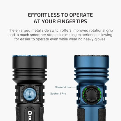OLIGHT Seeker 4 Pro Rechargeable Flashlights, 4600 Lumens High Powerful Bright Light with USB C Holster, Waterproof IPX8 for Emergencies, Camping, Searching (Midnight Blue Cool White) - color: Midnight Blue