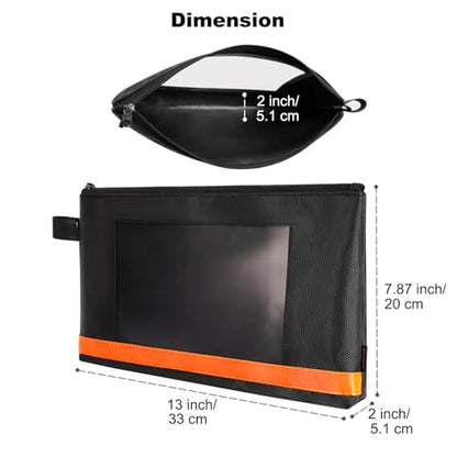 KENOBE 13" Tool Pouches with Zipper, Heavy Duty Small Tool Bag with Visible Window, Multipurpose Storage Utility Pouch for Tools, Gadgets, Cosmetics, Stationery, Travel Accessories, 3 Pack