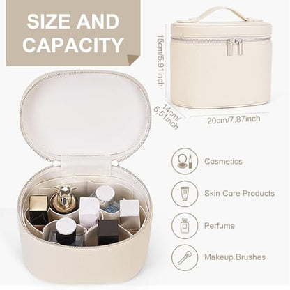 YFGBCX Makeup Bag Vanity Case with Removable Divider Travel Toiletry Bag Portable Cosmetic Bag Makeup Organizer Case - color: Beige