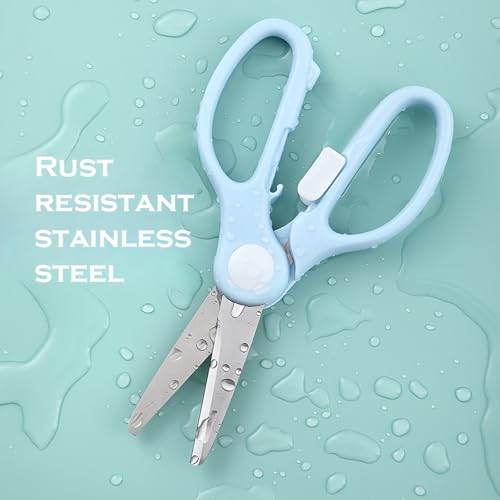 Versatile Stainless Steel Kitchen Scissors with Storage Box - Multi-Purpose Food Shears for Meat, Vegetables & Noodles (Blue) - color: Blue