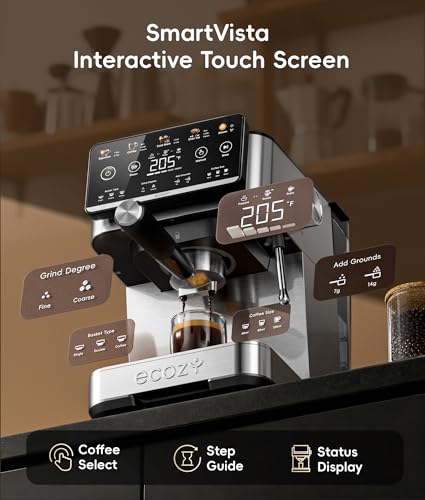 ecozy 4-in-1 Espresso Machine and Coffee Maker Combo with Milk Frother, Cold Brew & Over Ice, Interactive Touch Screen, Stainless Steel, Brezzano Elite Series for Cappuccinos, Lattes, Americanos - color: Stainless Steel