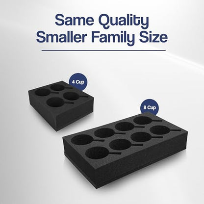 4-Slot Foam Cup Holder Organizer, RV Cup Storage | Fits 2.6-3.1 in drinkware; compact foam insert for cabinets, drawers and shelves in campervan, boat or motorhome