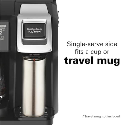 Hamilton Beach FlexBrew Trio 2-Way Coffee Maker, Compatible with K-Cup Pods or Grounds, Combo, Single Serve & Full 12c Pot, Black - color: Black