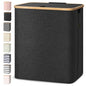 BALEINE Laundry Hamper with Lid, Tall Laundry Baskets with Bamboo Pull Handles, Large Laundry Bin with Internal Support (36 Gal/140L, Black) - color: Black, size: 140 liters