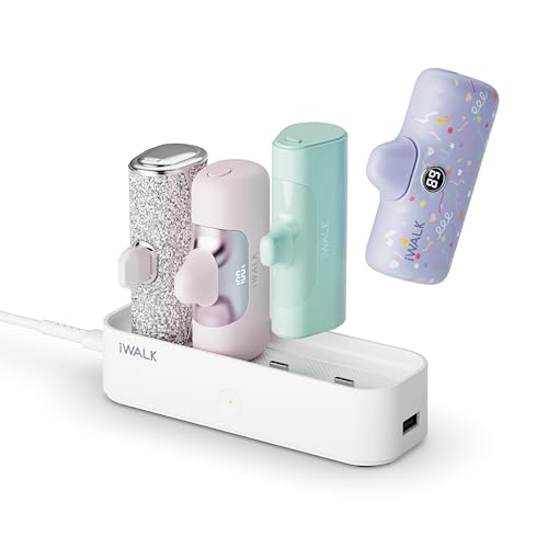 iWALK Charger Station for Portable Charger 4500mAh, 4800mAh, 5000mAh Power Bank for iPhone Charging Station Multiple USB-C Family-Sized Charger Station for Home(Station Only), White - color: White