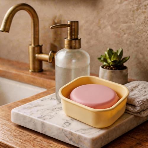 Square Travel Soap Case, Bar Soap Holder for Dr Squatch, Silicone Soap Case with Soap Saver, Portable Shampoo Bar Soap Box for Shower, Travel, Camp (Cream Yellow) - color: Cream Yellow