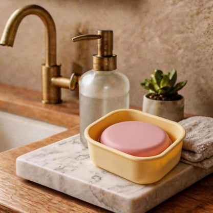 Square Travel Soap Case, Bar Soap Holder for Dr Squatch, Silicone Soap Case with Soap Saver, Portable Shampoo Bar Soap Box for Shower, Travel, Camp (Cream Yellow) - color: Cream Yellow
