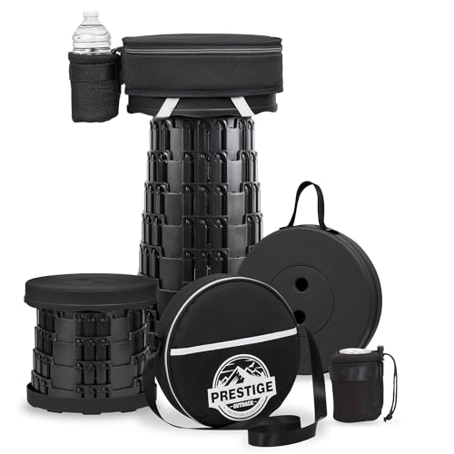 Collapsible Stool Max 620lbs & 3-in-1 Cushioned Carry Bag, Portable Telescopic Stool for Adults, Adjustable Height Retractable Folding Seat or Footrest for Camping Hiking Travel - color: Black, size: 1 Pack Stool with Carry Case