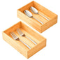 Umilife Bamboo Kitchen Drawer Organizer, Extra High Silverware Tray, Flatware Cutlery Storage Box, Multi-Use Holder in Office, Bathroom, Pantry - 9"x6"x2.5" (Set of 2) - size: 9 x 6 x 2.5" (Standard, Set of 2)