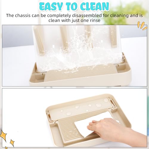 Baby Bottle Drying Rack: Space Saving Vertical Bottle Drying Holder with Brushes Holder - Large Bottle Storage Holder Organizer 12 Bottles & Baby Accessories,BPA-Free, Beige - color: Beige