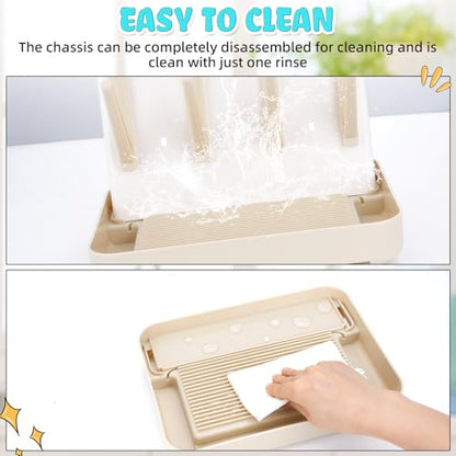 Baby Bottle Drying Rack: Space Saving Vertical Bottle Drying Holder with Brushes Holder - Large Bottle Storage Holder Organizer 12 Bottles & Baby Accessories,BPA-Free, Beige - color: Beige
