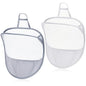 2 Pack Mesh Foldable Hanging Laundry Hamper, Small Wall Laundry Baskets Space-Saving Wall Hamper Portable Dirty Clothes Organizer for Home, Dorms, Hotels, RVs Grey White