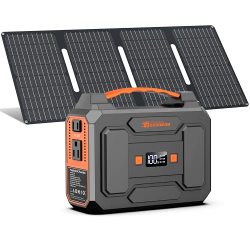 Portable Power Station with Foldable 40W Solar Panel, 100W Solar Powered Generator with Panels, AC Outlet Camping Solar Power Bank 146Wh DC Battery Pack for Smart Device RV Outdoor Power Outage - color: Black Gray