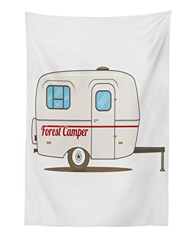 Lunarable Camper Tapestry, Vintage Van Recreational Caravan Travelers Truck on the Road Retro Graphic Design, Fabric Wall Hanging Decor for Bedroom Living Room Dorm, 30" X 45", Beige - size: 30" X 45"