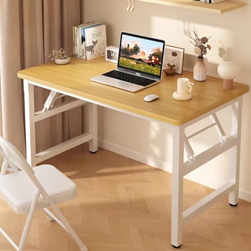 31.5 Inch Folding Table，Square Folding Desks for Small Space,Small Foldable Desk No Assembly,Teak. - color: Frame：white/Board：teak, size: 31.5" x 19.7"