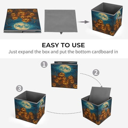 Halloween Pumpkin Foldable Storage Box with Handle Organizer Containers for Home Office Clothes Office Supplies - color: style-5