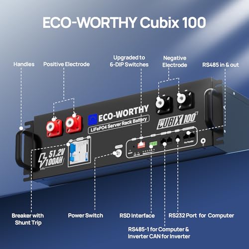 ECO-WORTHY Home Power Station Backup Power,10240Wh LiFePO4 Battery Support Communication、Bluetooth and WiFi,AC 5000W Inverter, 2Hr/5Hr Fast Charge,for Home Backup,Emergency,Solar System Components - size: 10240Wh+5KwOutput