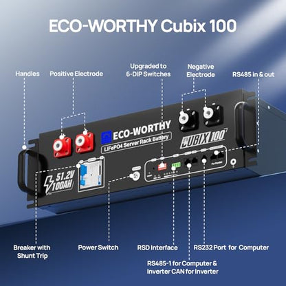 ECO-WORTHY Home Power Station Backup Power,5120Wh LiFePO4 Battery Support Communication,Bluetooth and WiFi,AC 5000W Inverter,1Hr/2.5Hr Fast Charge,for Home Backup,Emergency,Solar System Components - size: 5120Wh+5KwOutput