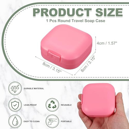 uxcell 2 Pcs Travel Soap Case, Portable Travel Soap Box Waterproof Holder Case, Airtight Dish Container with Lid for Shower Bathroom Outdoor Home Gym Hiking (Square, Pink)