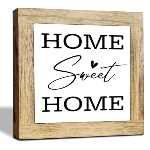 Home Sweet Home Sign, Rustic Farmhouse Decor the Sign, Homes Decoration for Shelf, Holes Signs Wall Decorate, Box Wood Plaques Desk Decoration, Family Signs for Homes Decorate, Housewarming Gift - color: Décor 11