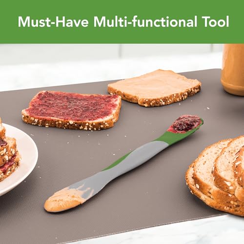 Tovolo Scoop and Spread Large Dual End Silicone Sandwich Spreader Tool with Nylon Handle, BPA Free Dishwasher Safe Silicone and Nylon Tool for Spreading and Scooping, Pesto Green and Oyster Gray - color: Pesto, size: Large