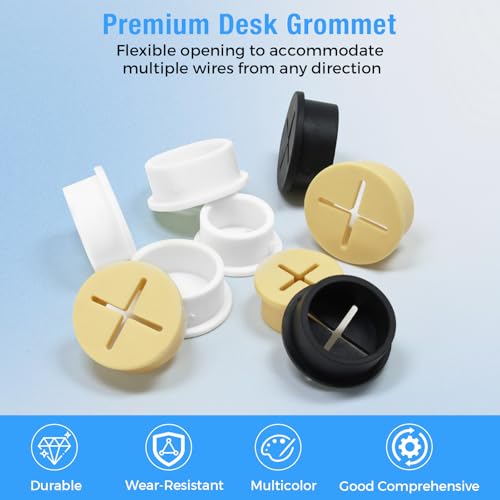 Desk Grommet, 1 in 25 mm Silicone Rubber Grommets, White Desk Hole Cover for Cables, Flexible Wall Cord Pass Through Grommet for Office Table Computer Home Furniture Wire Organizer-15 Pcs - size: 1"(25 mm)-15Pcs, style: White