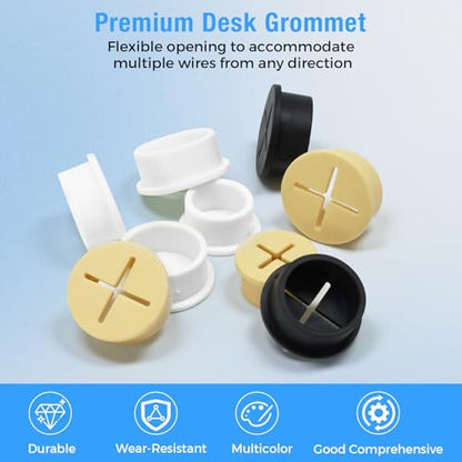 Desk Grommet, 1 in 25 mm Silicone Rubber Grommets, White Desk Hole Cover for Cables, Flexible Wall Cord Pass Through Grommet for Office Table Computer Home Furniture Wire Organizer-15 Pcs - size: 1"(25 mm)-15Pcs, style: White