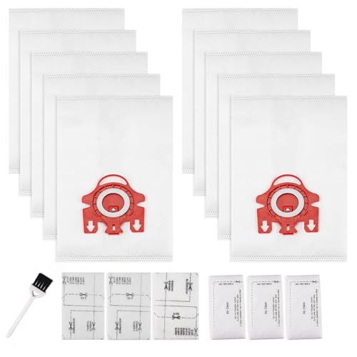 3D Airclean Dust Bags Replacement for Miele FJM Vacuum Compact C2 Compact C1 Complete C1 S241 S290 S300i S500 S700 S4 S6 Series (Pack of 10) with 3 Motor Protection Filters 3 Air.Clean Filters - size: 10 PACK