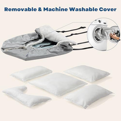Milk and Soda Small Dog Car Seat Bed for Small Dogs Under 20 LBS with 2-Sided Pillow, Side Pockets, Built-in Leash, Machine Washable Cover, Light Gray (Gray, Small) - color: Gray