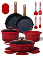 CAROTE 20Pcs Titanium Cookware Set, Pots and Pans Set Non Stick, Kitchen Cooking Set with Detachable Handle, Non Toxic Induction Cookware - Camping Cookware, Dishwasher/Oven Safe, Red - color: Gradient Red