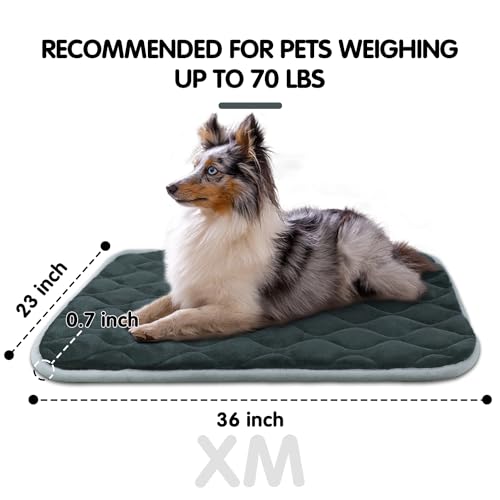 furrybaby Dog Bed Mat Flat Crate Mat with Anti-Slip Bottom Machine Washable Pet Kennel Pad for Dog Sleeping (XM 36x23'', Grey Mat) - size: 36.0"L x 23.0"W x 0.7"Th