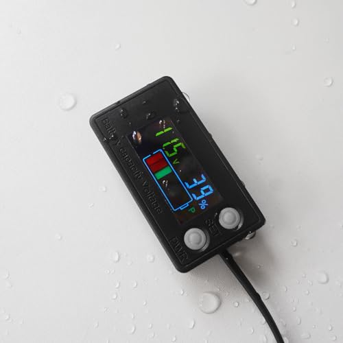 Waterproof Battery Meter 12V, Battery Monitor DC8-100V with LCD Display, Golf Cart Voltage Meter, Capacity Percentage Tester for DIY Project, RV,Boat