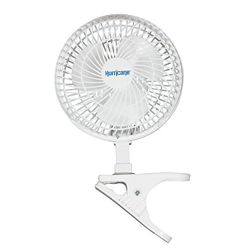 Hurricane Classic 6 Inch Clip Fan, 2 Speed Portable Desk Table Fan with Tilt, White - style: 6" Classic Clip Fan