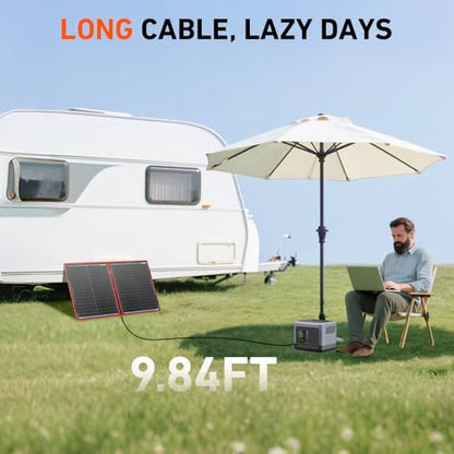 DOKIO 100W Portable Foldable Solar Panel Kit (19x26in, 5.3lb), with Separate Controller and Dual USB, Monocrystalline Charger for 12V Batteries & Power Stations, RV Camping Trailer Emergency Backup