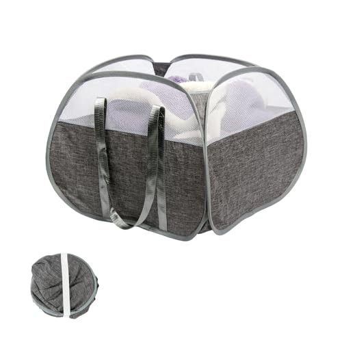 Collapsible Laundry Basket, 90L Foldable Pop-up Laundry Hamper with Reinforced Handles, Tear Proof Mesh Dirty Clothes Hamper for Laundry (Gray) - color: Gray, size: Square-Tear Proof，1 Pack
