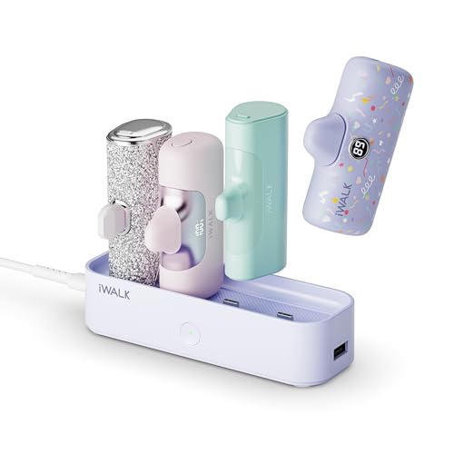 iWALK Charger Station for iWALK Portable Charger 4500mAh, 4800mAh, 5000mAh Power Bank for iPhone Charging Station Multiple USB-C Family-Sized Charger Station for Home(Station Only), Purple - color: Purple