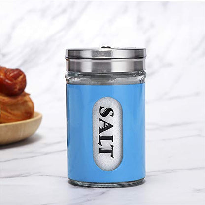 Salt and Pepper Shakers Stainless Steel and Glass Set with Adjustable Pour Holes - color: Stainless Steel