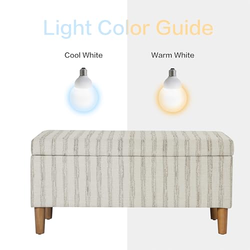HomePop Malmo 36" Storage Bench - Gray & Cream Stripe - color: Gray and Cream Stripe