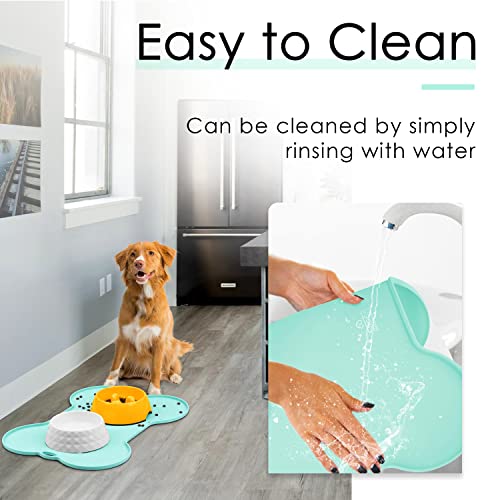 Super Design Dog Food Mat Dog Bowl Mat for Food and Water Silicone Non Spill Cat Feeding Mat Puppy Placemat Waterproof - 20.5" x 14.5", Light Green - color: Light Green