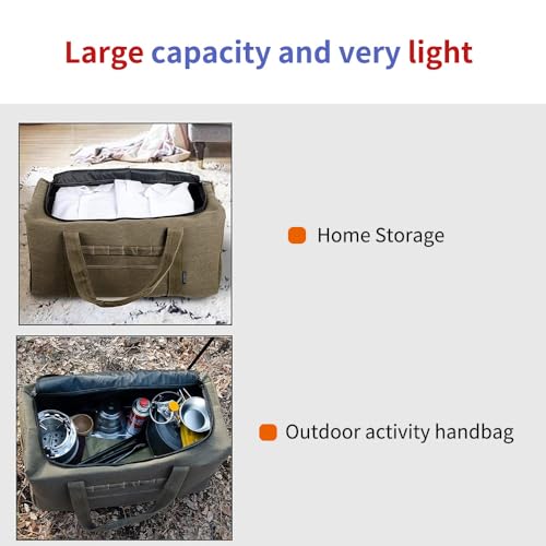 Large Military Duffle Bag Tactical Camping Storage Utility Tote Bag Camping Kitchen Organizer with Deployment Cargo Bag Travel Sports Equipment(Khaki,Small 21.26"x9.84"x9.84") - size: Small 21.26"x9.84"x9.84"