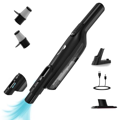 Cordless Handheld Vacuum, Lightweight Portable Hand Vacuum Cleaner with LED Light,Rechargeable Hand Held Vacuum with One-Touch Empty, Powerful Suction for Office, Home,Car,Raven