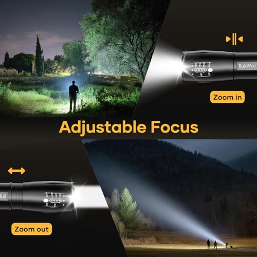 4 Pack Rechargeable Flashlights High Lumens, Bright 1 Mode Small Flashlight Powerful Tactical Flashlights Rechargeable, LED Flash Light Zoomable for Camping Hiking Emergency Gift