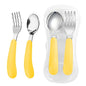 VANRA 2 Pieces Toddler Fork and Spoon Set with Travel Case 18/8 Stainless Steel Toddler Utensils Kids Silverware Children Flatware Child Cutlery Set for School Lunch Box (Yellow) - color: Yellow
